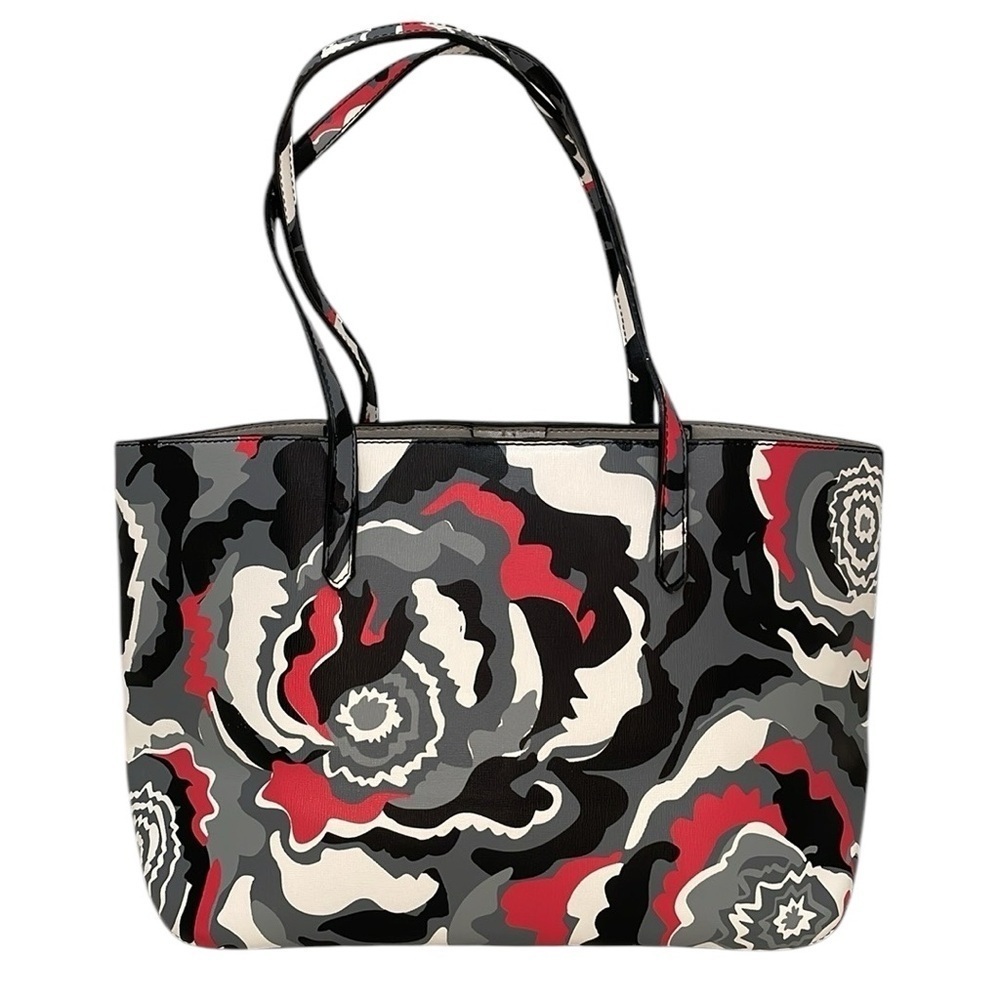 GIANNI BINI Tote Purse Shoulder Bag Floral Print Grey Red Black